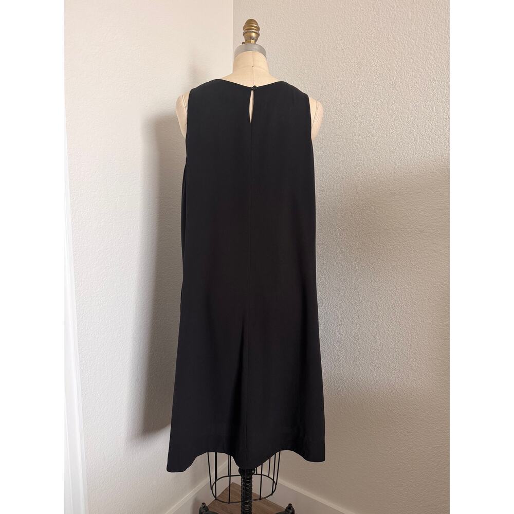 Eileen Fisher | Black Sleeveless Midi Dress XL Scoop Neck Shift Minimalist - Picture 3 of 8